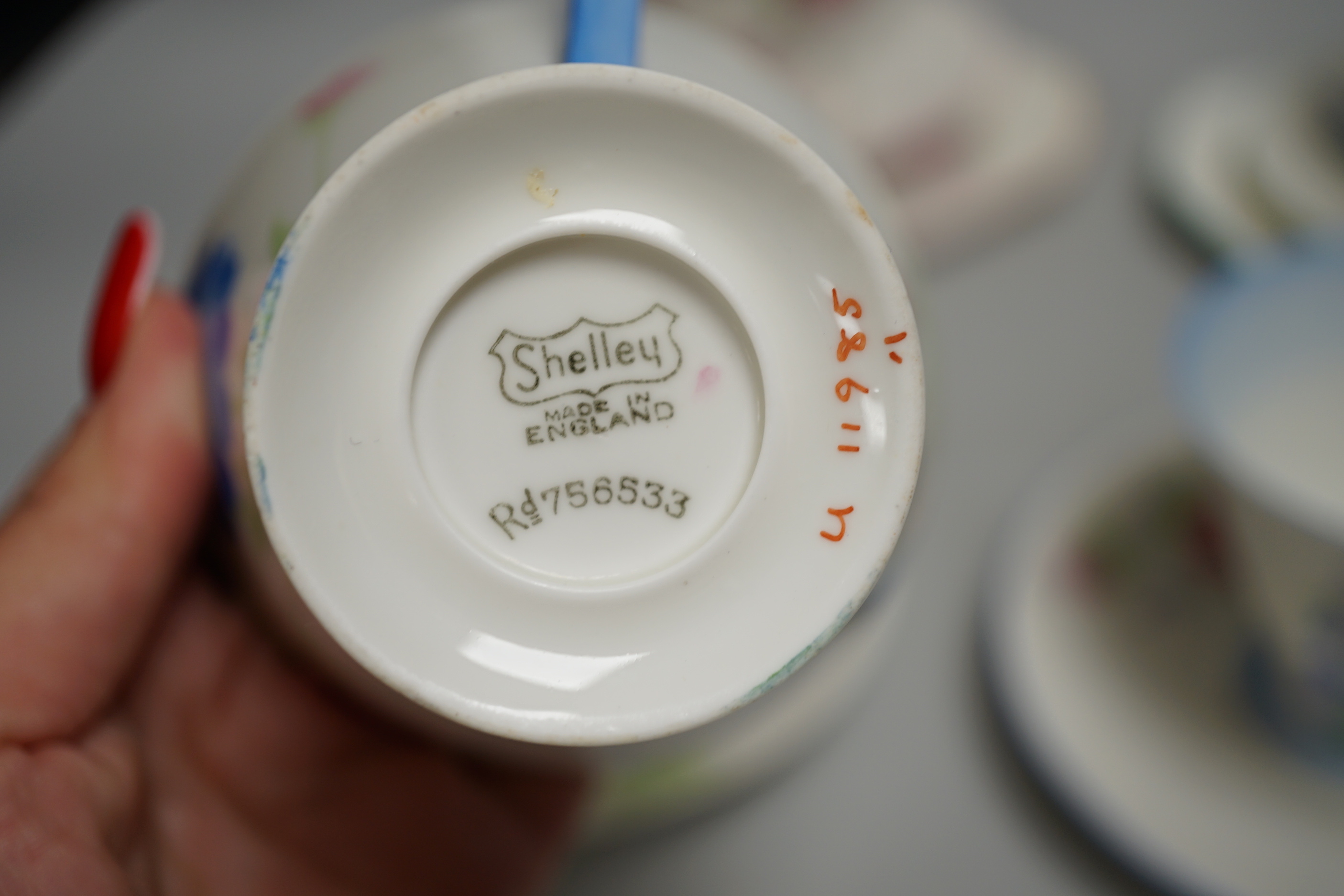 Two Shelley trios and two cups and saucers